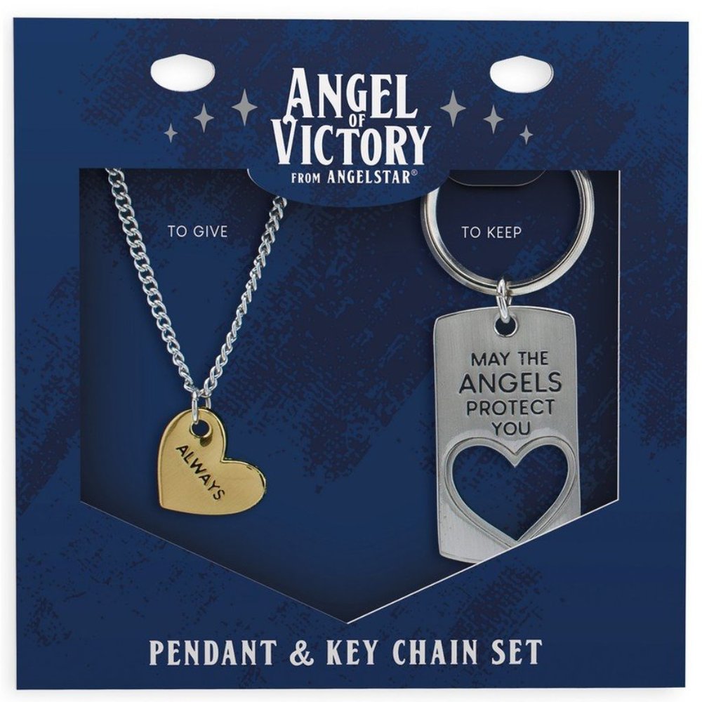 May the Angels Protect You Keyring, Always Heart Pendant Set - NEW